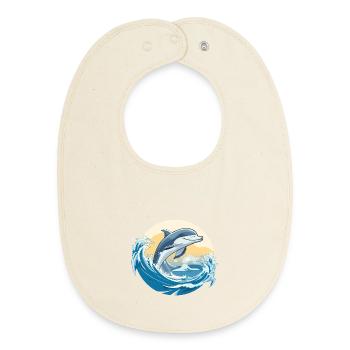Delfin Sprung über Brandungswelle - Baby Organic Lätzchen - Natur - Vorne