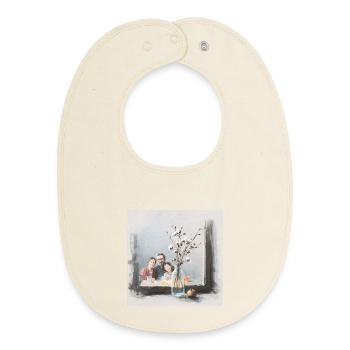 Petit déjeuner en famille - Bavoir bébé bio - écru doux - Devant