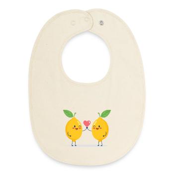 Amour câlin au citron vert - Bavoir bébé bio - écru doux - Devant
