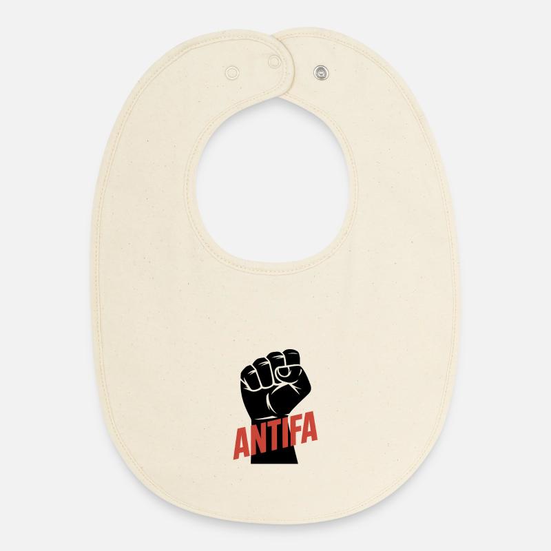 Antifa - Antifascist Merch - Baby Organic Bib - soft Ecru