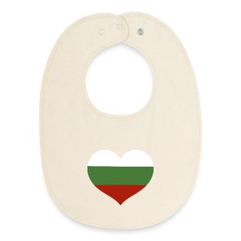 Bulgarian Flag Heart Emblem - Baby Organic Bib - soft Ecru - Front