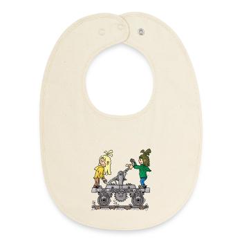 Rona & Quinn – the hand-lever trolley / - Baby Organic Bib - soft Ecru - Front