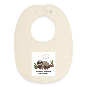 Penseur paresseux sur Tak - Bavoir bébé bio - écru doux - Devant
