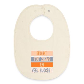 Merci - Bonne chance - Bavoir bébé bio - écru doux - Devant