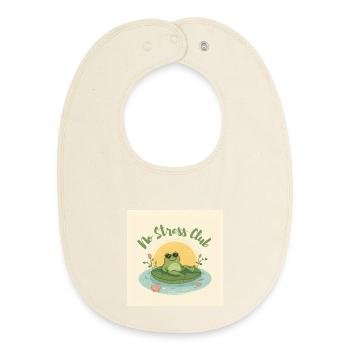 No Stress Club Frog Chill - Baby Organic Bib - soft Ecru - Front