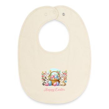 Panier de lapins de Pâques Joie du printemps - Bavoir bébé bio - écru doux - Devant