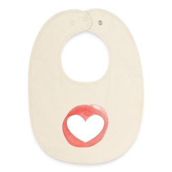 Cœur - personnalisable - Bavoir bébé bio - écru doux - Devant