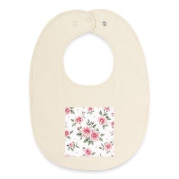 Rosen-und-Herzen-Muster - Baby Organic Lätzchen - Natur - Vorne