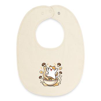 Glückliche Ramen-Katze - Baby Organic Lätzchen - Natur - Vorne