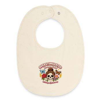 Overstimulated Unhinged Skull Patch Geschenk - Baby Organic Lätzchen - Natur - Vorne