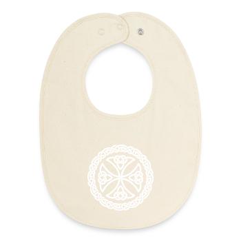 Celtic Knot Circle Design - Baby Organic Bib - soft Ecru - Front