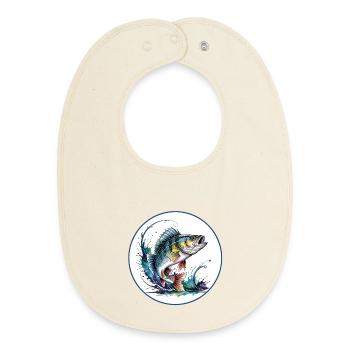 Perch Fishing - Baby Organic Bib - soft Ecru - Front