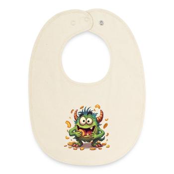 Mint Sample Snacking - Baby Organic Bib - soft Ecru - Front