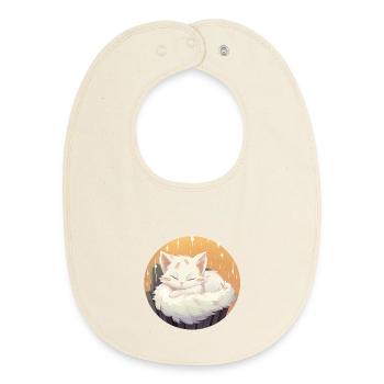 Schlafende Katze im Kreis - Baby Organic Lätzchen - Natur - Vorne