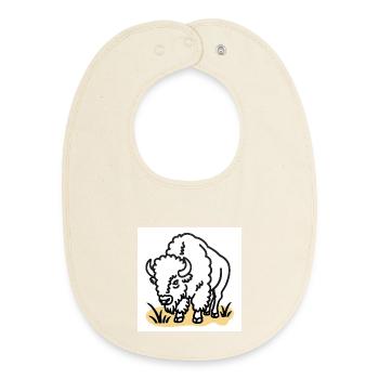 Bison on yellow grass - Baby Organic Bib - soft Ecru - Front