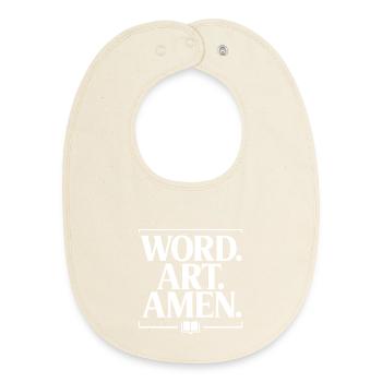 Word Art Amen Typographie Tee - Bavoir bébé bio - écru doux - Devant