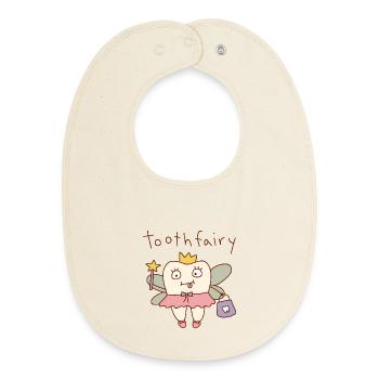 Jeu de mots mignon sur la Fée des dents - Bavoir bébé bio - écru doux - Devant