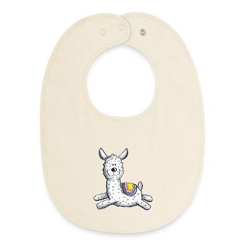 Fluffiges Wolliges Lama - Baby Organic Lätzchen - Natur - Vorne