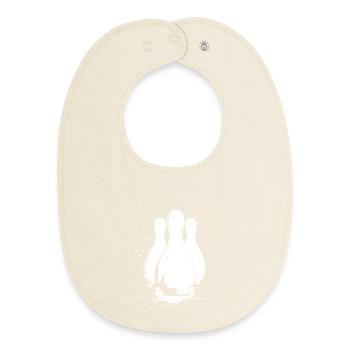 Bowling Graphics - Baby Organic Bib - soft Ecru - Front
