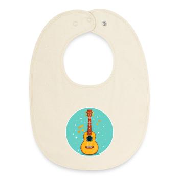 Ukulele Illustration - Baby Organic Lätzchen - Natur - Vorne