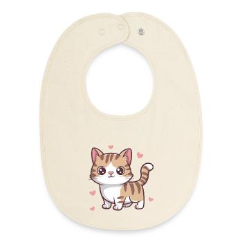 Mignon amoureux des chats - Bavoir bébé bio - écru doux - Devant