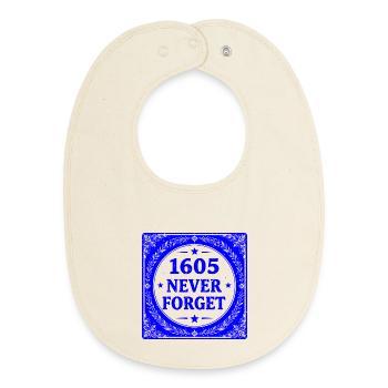 Blue Gunpowder Stamp  - Baby Organic Bib - soft Ecru - Front