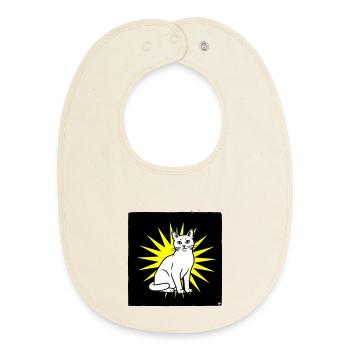 Coole Katze im Pop Art & Punk Rock Stil - Baby Organic Lätzchen - Natur - Vorne