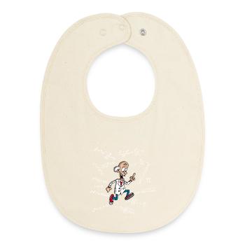 Mad Scientist - Baby Organic Bib - soft Ecru - Front