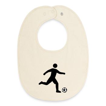 Footballer Silhouette - Baby Organic Bib - soft Ecru - Front