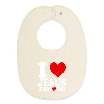 Ich liebe Jesus und Jesus liebt dich - Baby Organic Lätzchen - Natur - Vorne