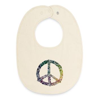 Kaleidoscope Peace-Sign Pattern - Baby Organic Bib - soft Ecru - Front