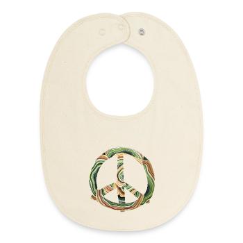 Watercolor Peace Circle - Baby Organic Bib - soft Ecru - Front