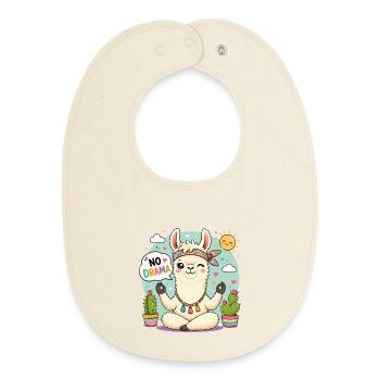 No drama Lama - Baby Organic Bib - soft Ecru - Front