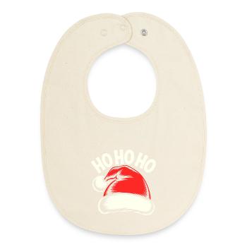 Motif du chapeau de Noël - Bavoir bébé bio - écru doux - Devant