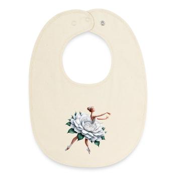Ballet dancer with tutu - Baby Organic Bib - soft Ecru - Front