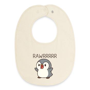 Süßer Pinguin Kostüm brüllen Cartoon Chibi - Baby Organic Lätzchen - Natur - Vorne