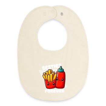 Meilleurs amis frites et ketchup - Bavoir bébé bio - écru doux - Devant