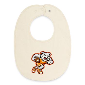 Bulldog Football Running Power Maskottchen - Baby Organic Lätzchen - Natur - Vorne