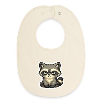 Bad Mood Raccoon – Hands off - Baby Organic Bib - soft Ecru - Front