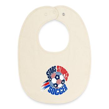 USA Soccer Fan 2026, Stars and Stripes Soccer Ball - Baby Organic Lätzchen - Natur - Vorne