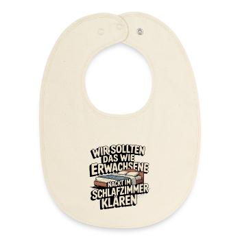 Erwachsene Humor Spruch – Im Schlafzimmer klären - Baby Organic Lätzchen - Natur - Vorne
