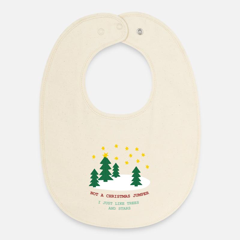 Pas de pull de Noël : sapins et étoiles - Bavoir bébé bio - écru doux