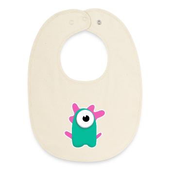Niedlicher türkisfarbener Zyklop | Lustiges pinkes Monster - Baby Organic Lätzchen - Natur - Vorne