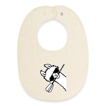 Cool Llama Head Sunglasses Dart Mouth Side - Baby Organic Bib - soft Ecru - Front