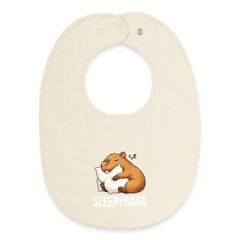 Capybara qui dort drôle - Bavoir bébé bio - écru doux - Devant