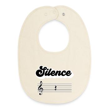 Silence Solfeggio Gift Musician Music - Baby Organic Bib - soft Ecru - Front