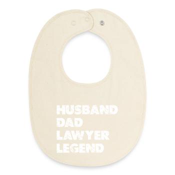 Husband Father Lawyer Legend - Baby Organic Bib - soft Ecru - Front