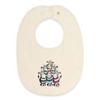 Colourful Zebras - Baby Organic Bib - soft Ecru - Front
