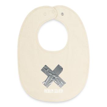 Problem solved (place on black item) - Baby Organic Bib - soft Ecru - Front