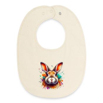 Lapin - Bavoir bébé bio - écru doux - Devant